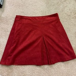 Red suede skirt
